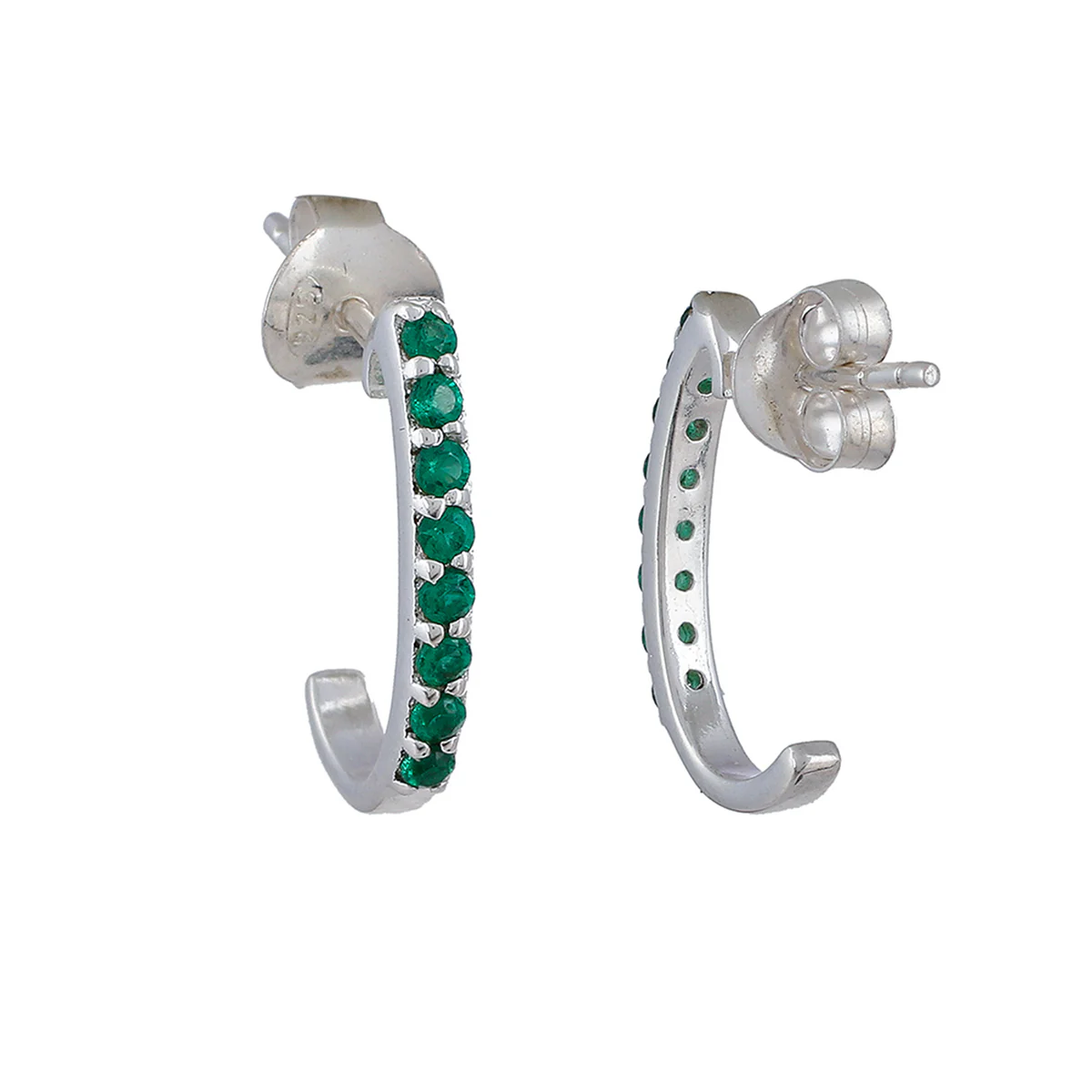 Exquisite Green 925 Sterling Silver Hoop Earring - Image 4