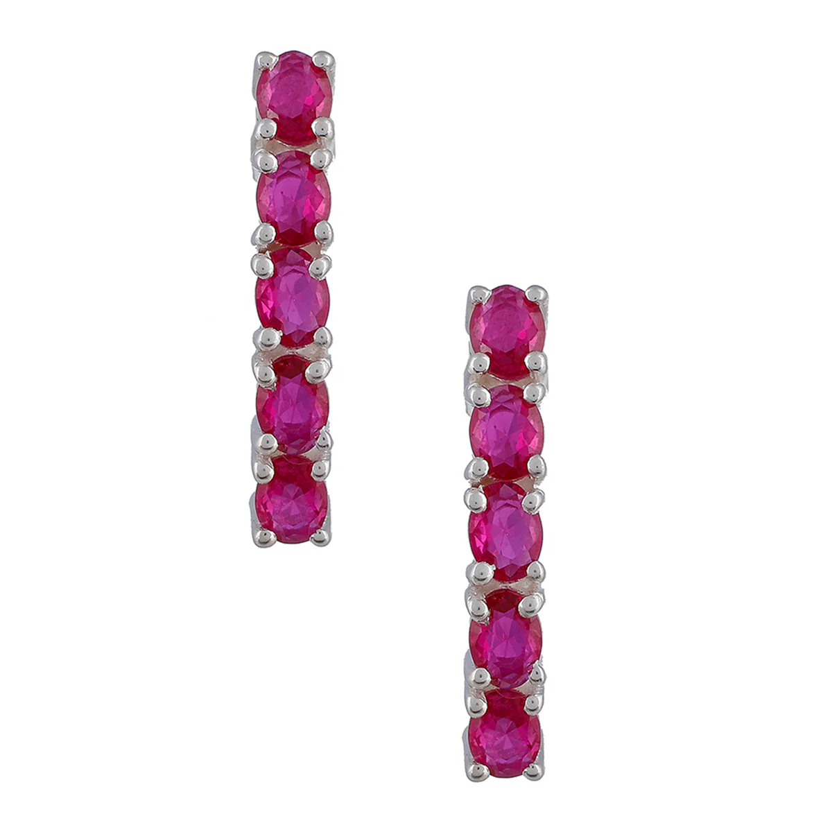 Exquisite Pink 925 Sterling Silver Hoop Earring - Image 3
