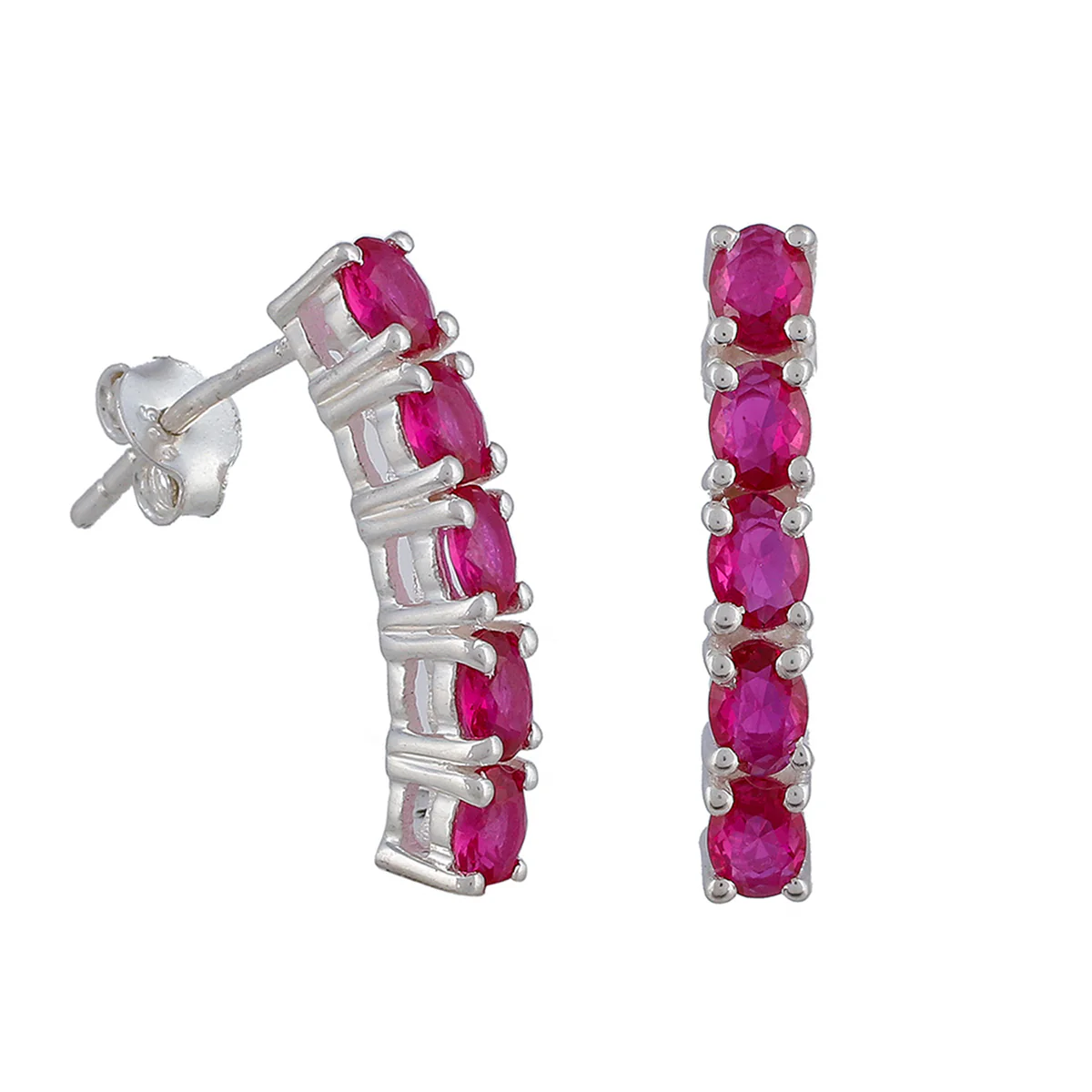 Exquisite Pink 925 Sterling Silver Hoop Earring - Image 5