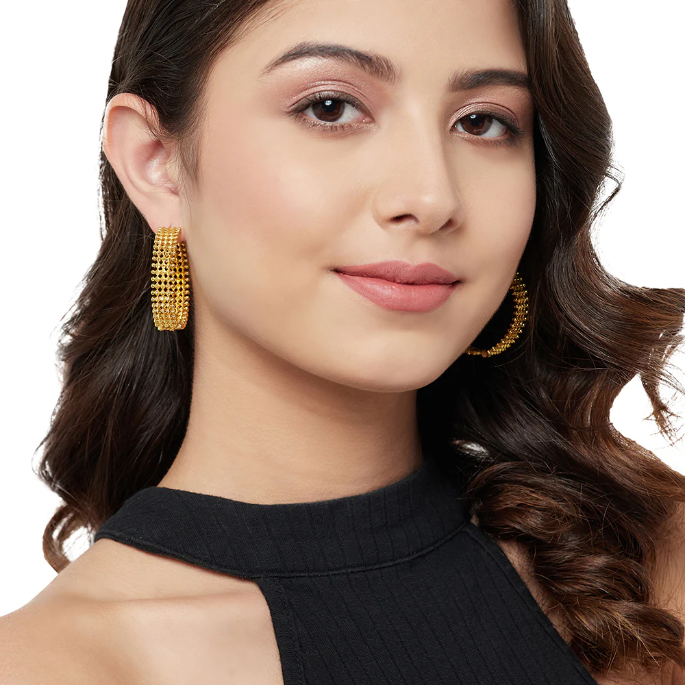 Fashion Trendy Hoops Brass Earrings - Image 2