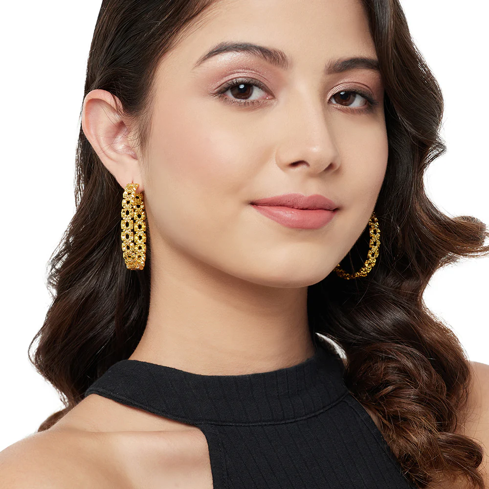 Fashion Trendy Hoops Brass Earrings - Image 2
