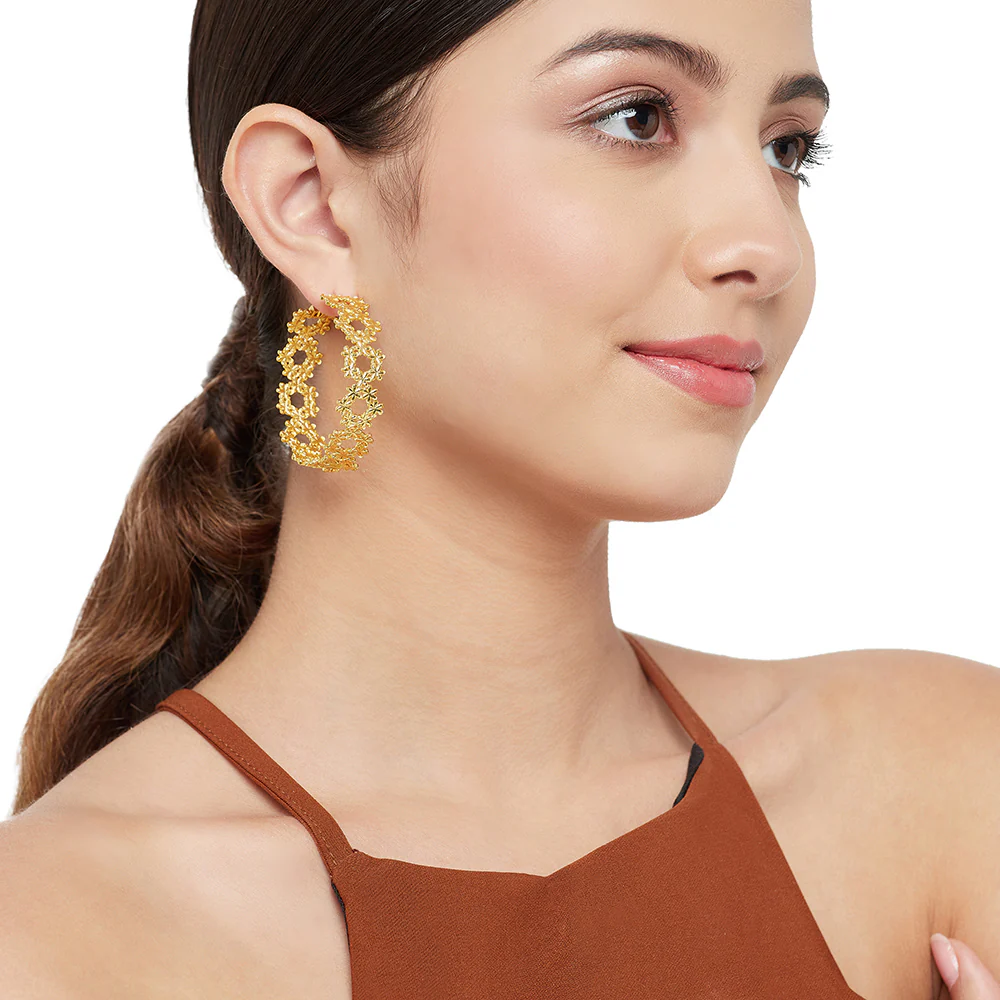 Fashion Trendy Hoops Brass Earrings - Image 2