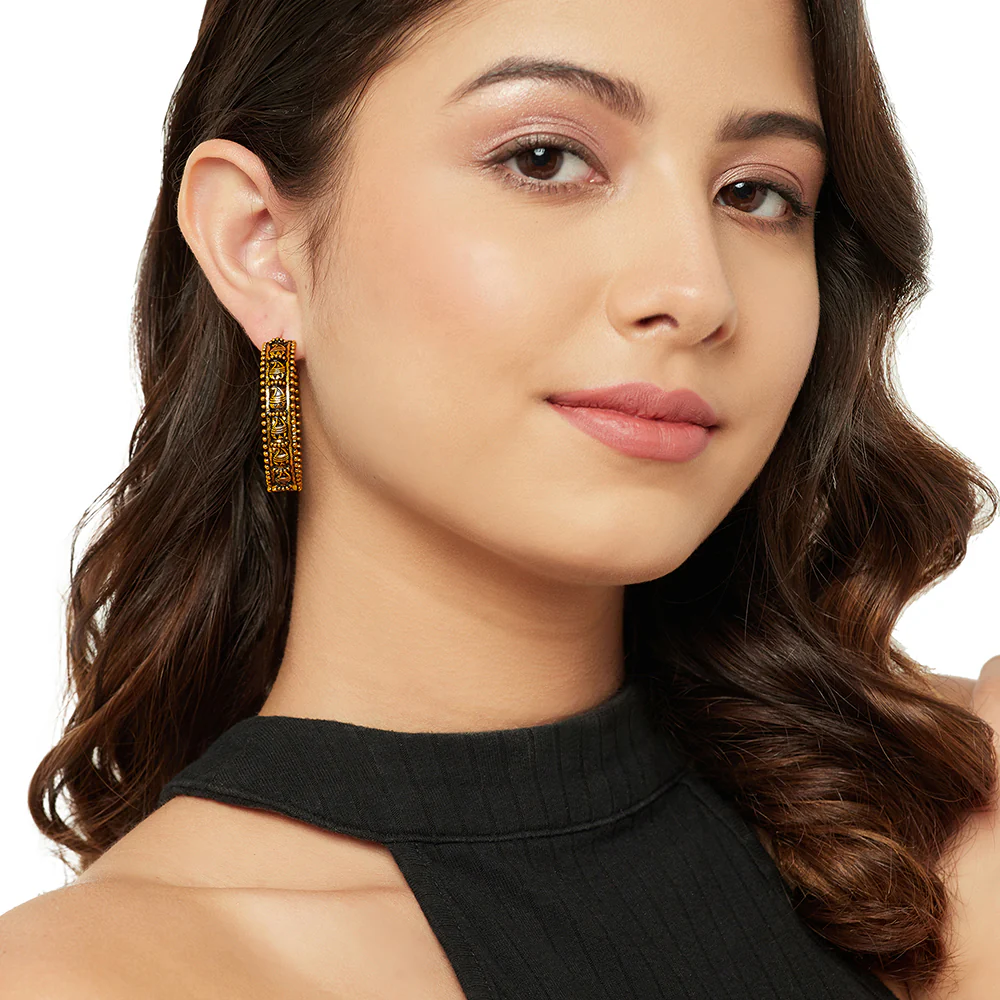 Fashion Trendy Hoops Brass Earrings - Image 2