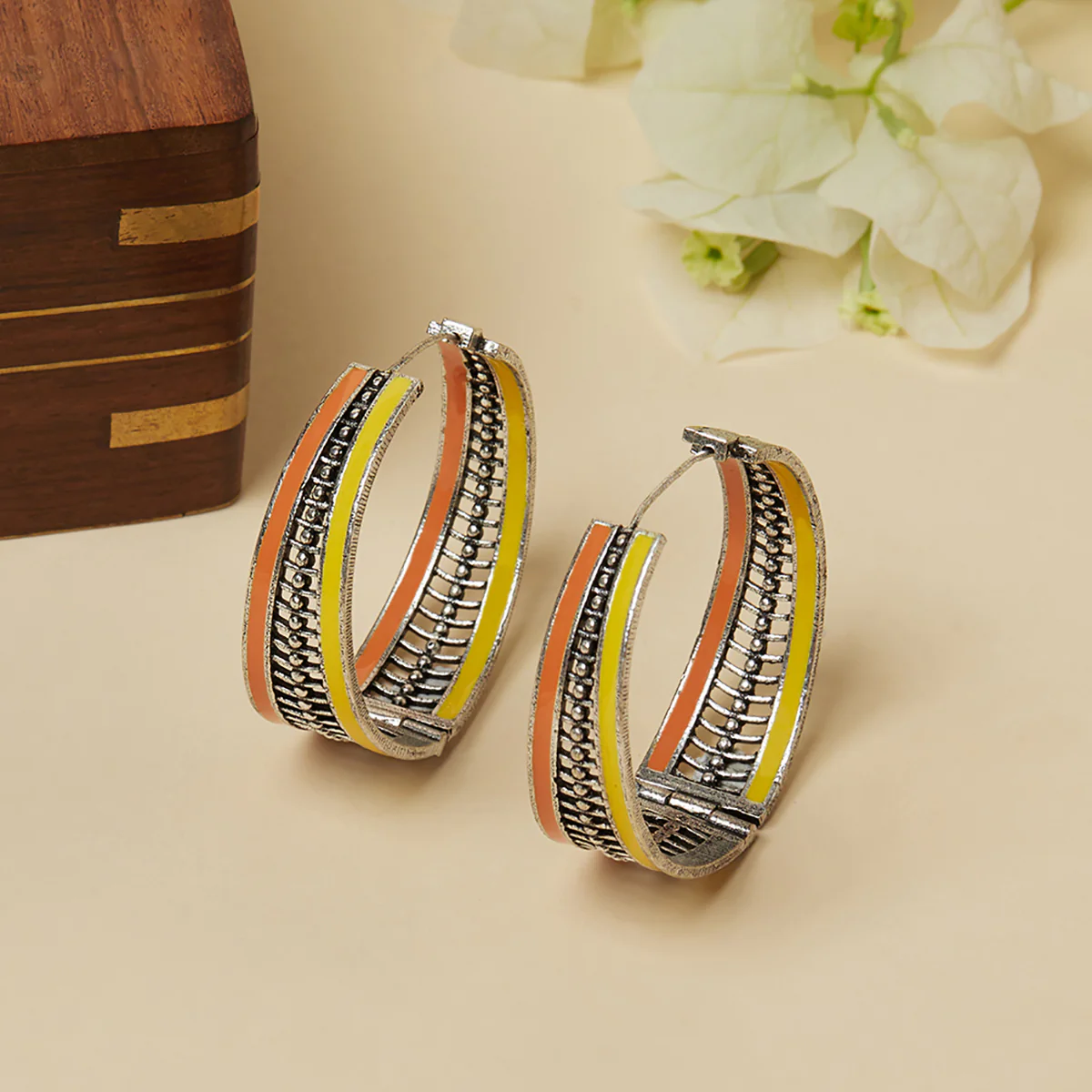 Fashion Trendy Hoops Silver Brass Earrings