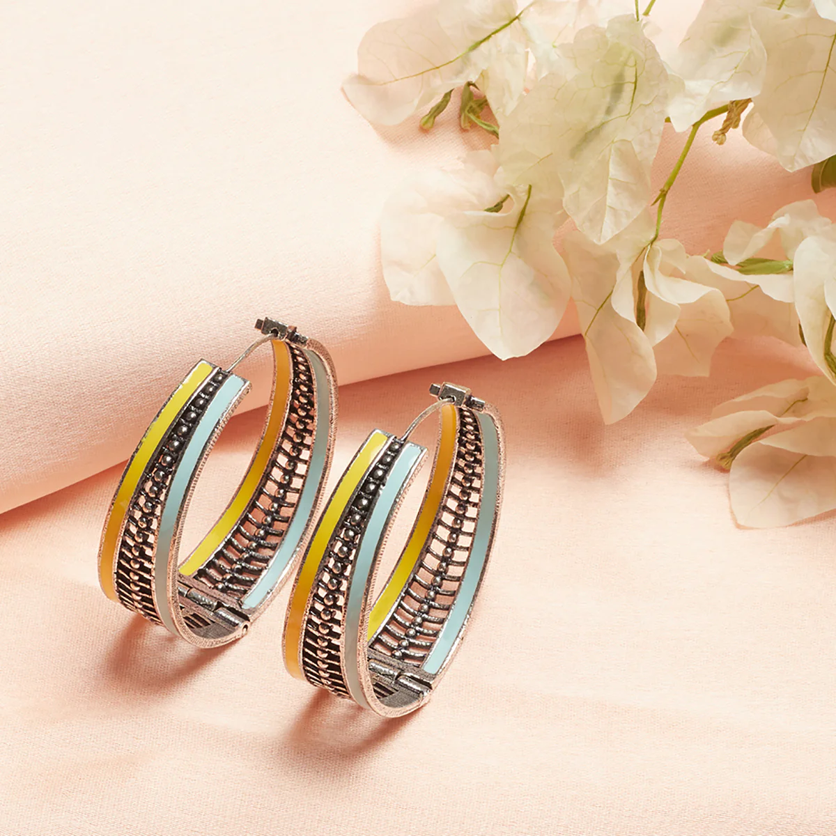 Fashion Trendy Hoops Silver Brass Earrings