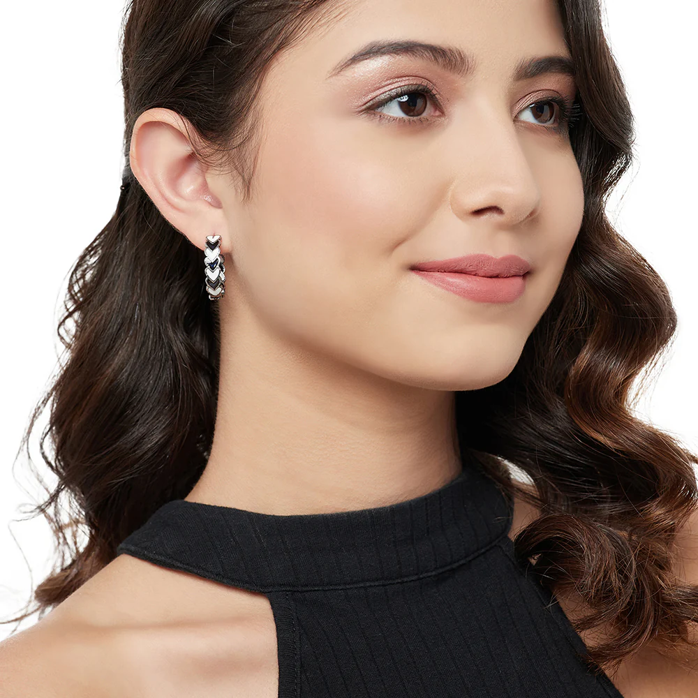 Fashion Trendy Hoops Silver Brass Earrings - Image 2