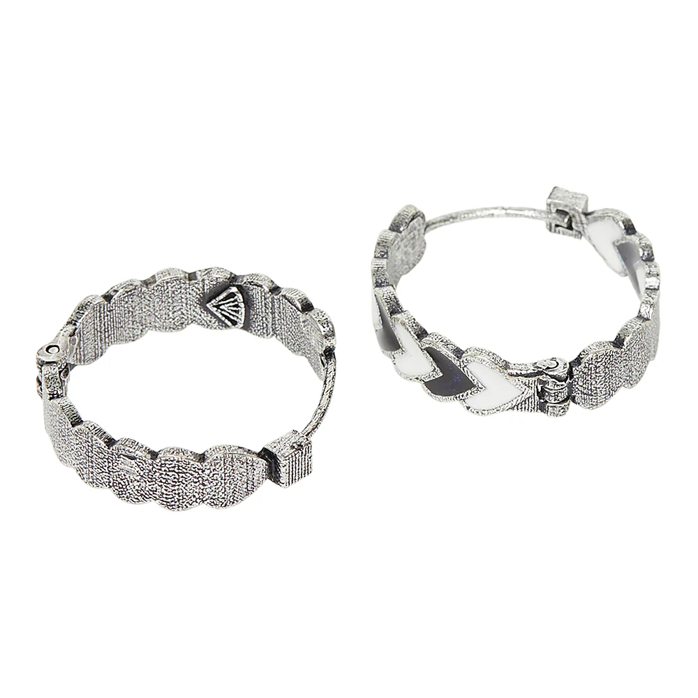 Fashion Trendy Hoops Silver Brass Earrings - Image 4