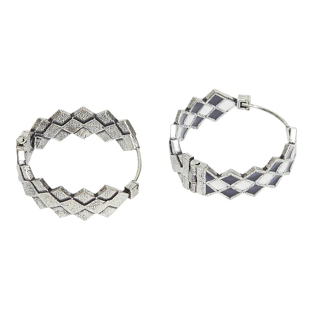 Fashion Trendy Hoops Silver Brass Earrings - Image 4