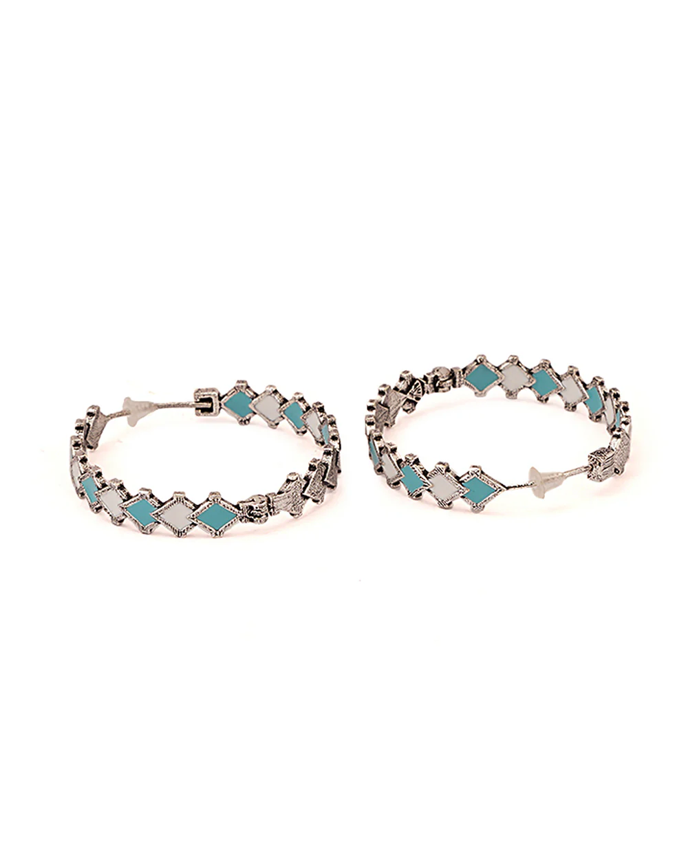 Fashion Trendy Hoops Silver Brass Earrings - Image 4