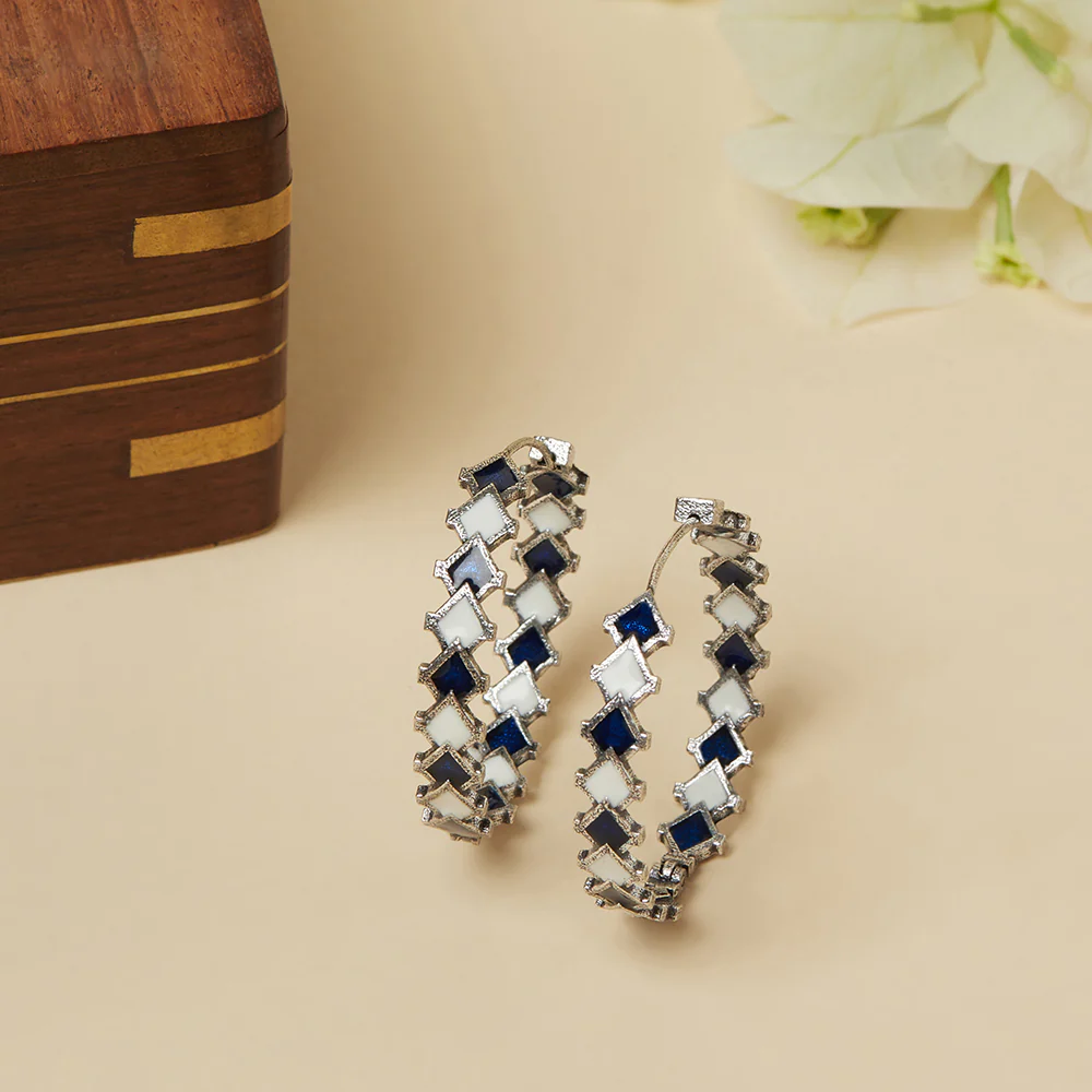 Fashion Trendy Hoops Silver Brass Earrings