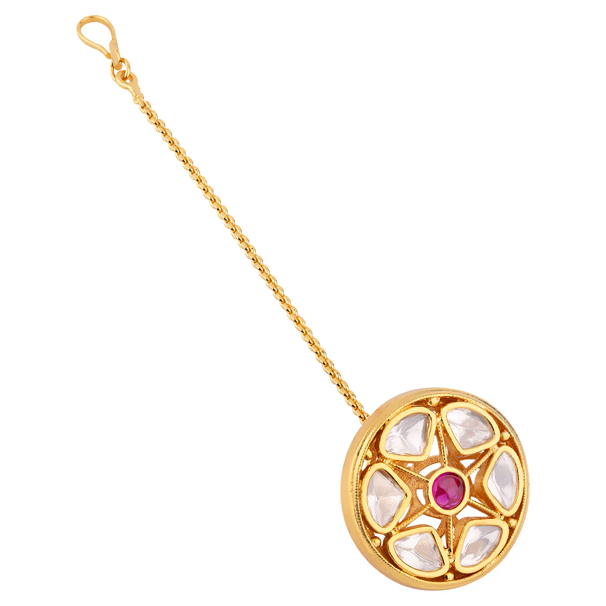 Faux Kundan Gems Embellished Maang Tika - Image 4