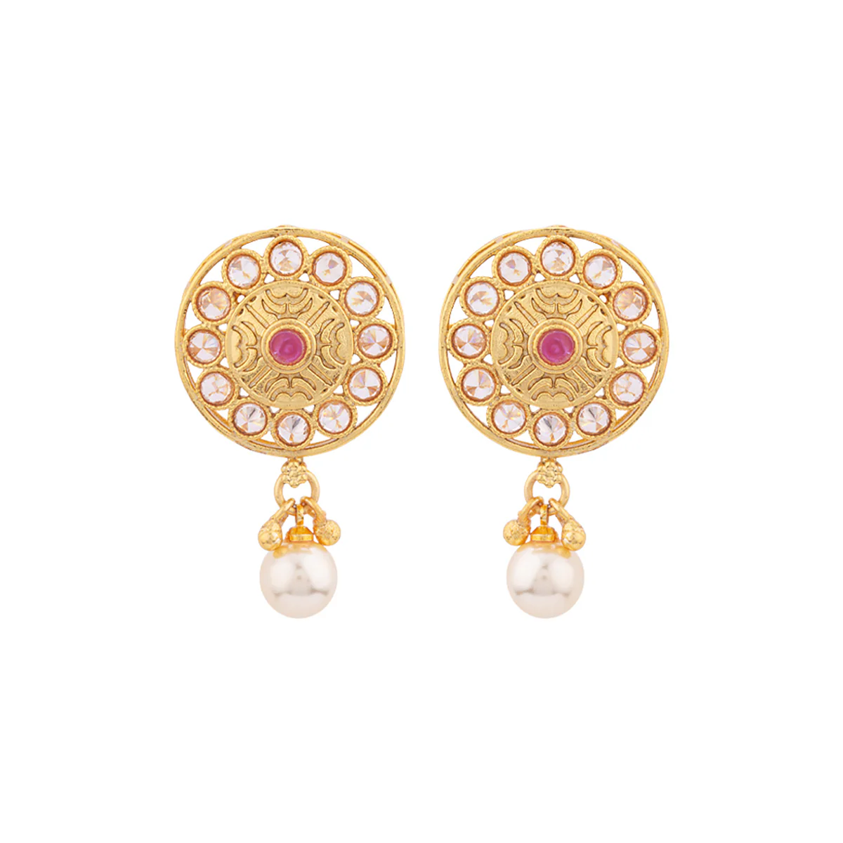 Faux Pearls Adorned Stud Earrings - Image 3