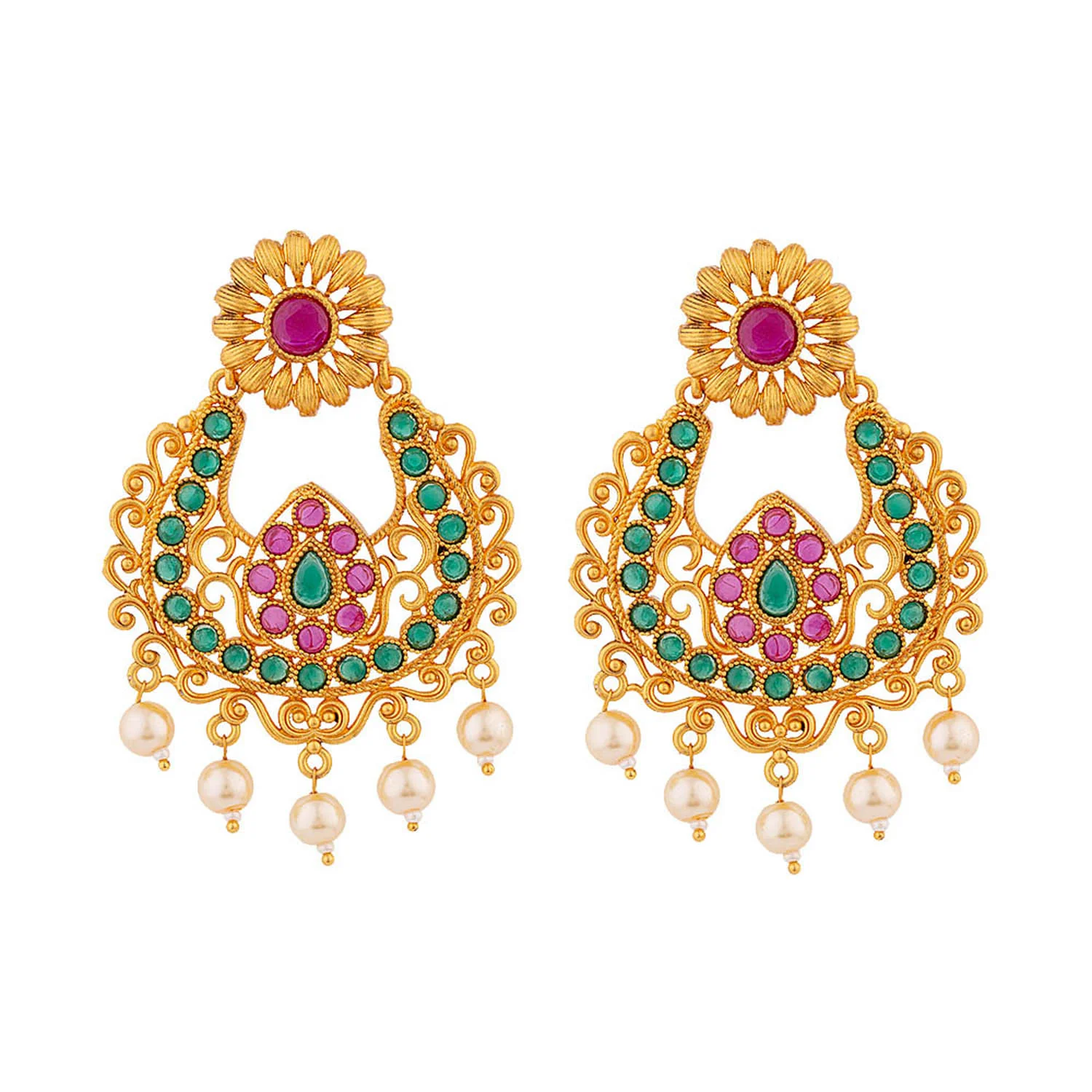 Faux Pearls and CZ Gems Embellished Earrings - Image 3
