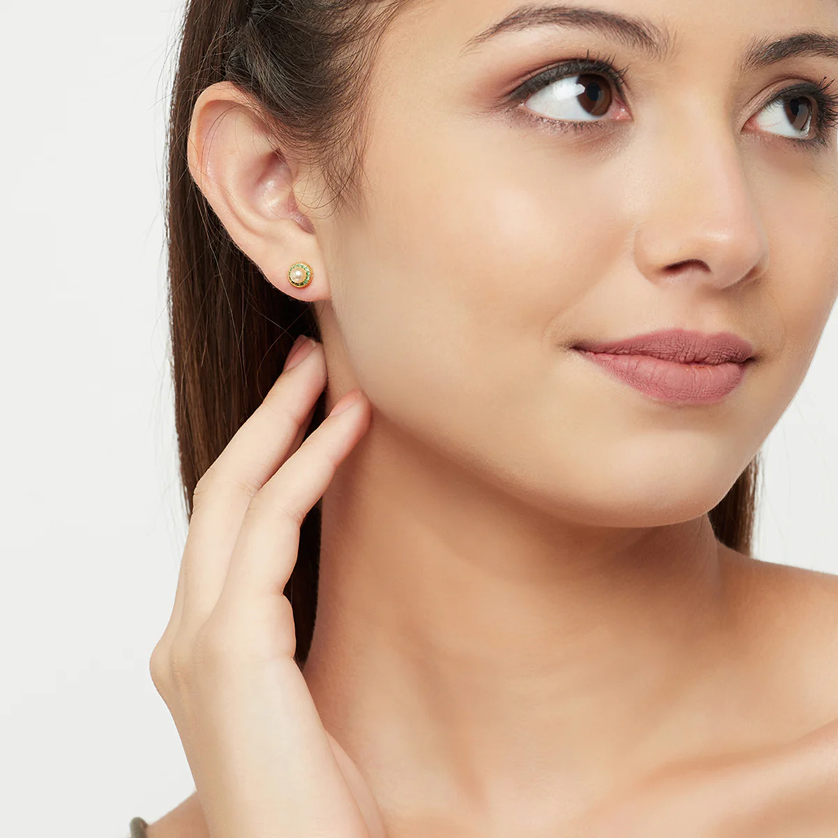 Faux Pearls and Gems Brass Earrings - Image 2