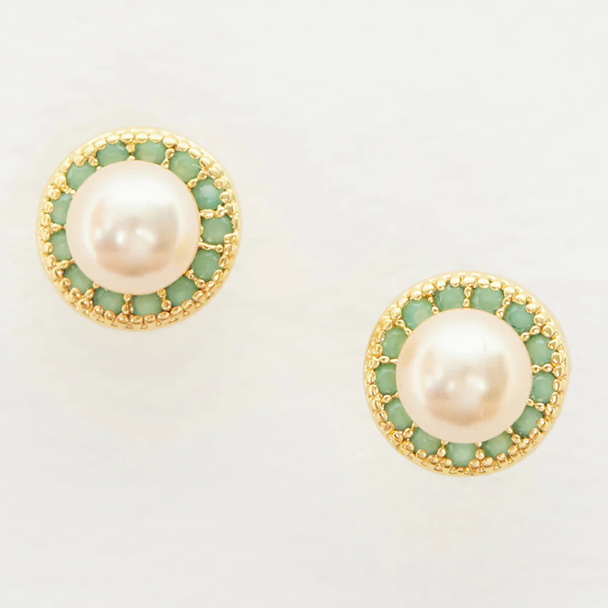 Faux Pearls and Gems Brass Earrings - Image 3