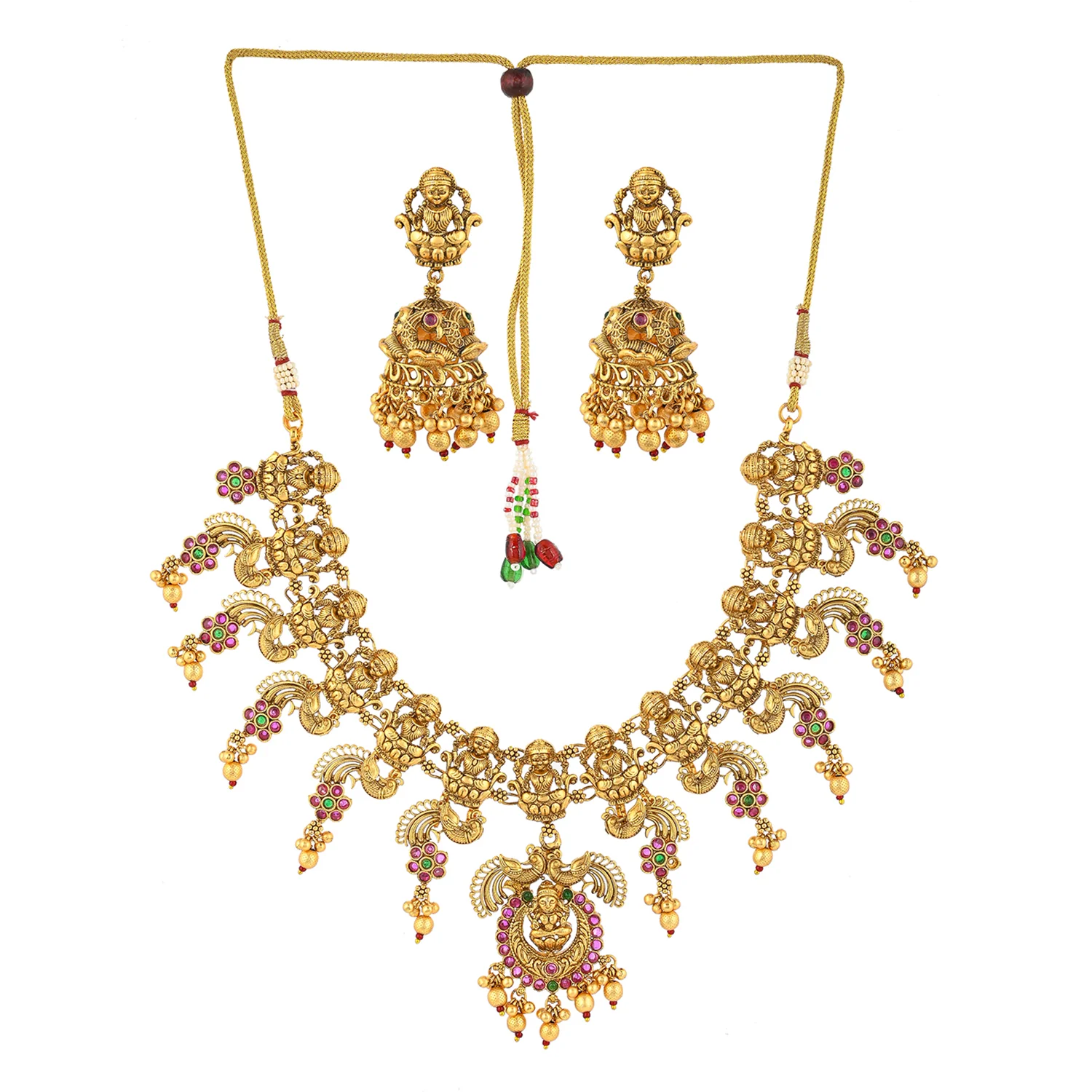 Cabochon Adorned Temple Jewellery Set - Image 2