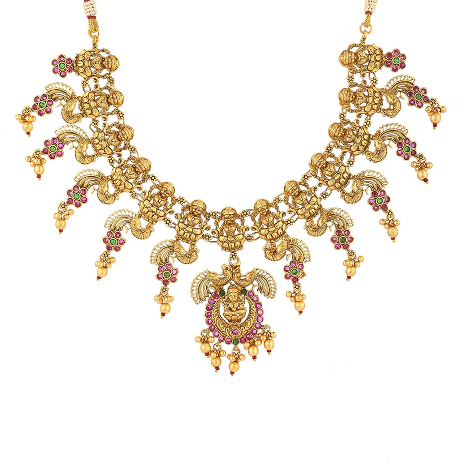Cabochon Adorned Temple Jewellery Set - Image 3