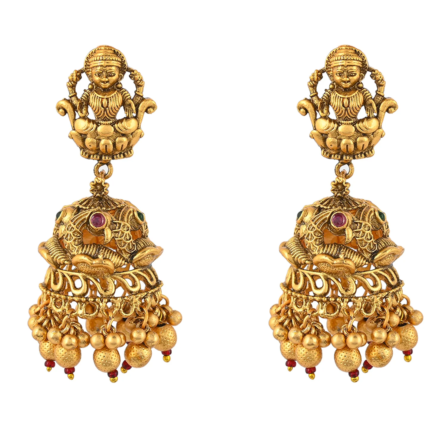 Cabochon Adorned Temple Jewellery Set - Image 4