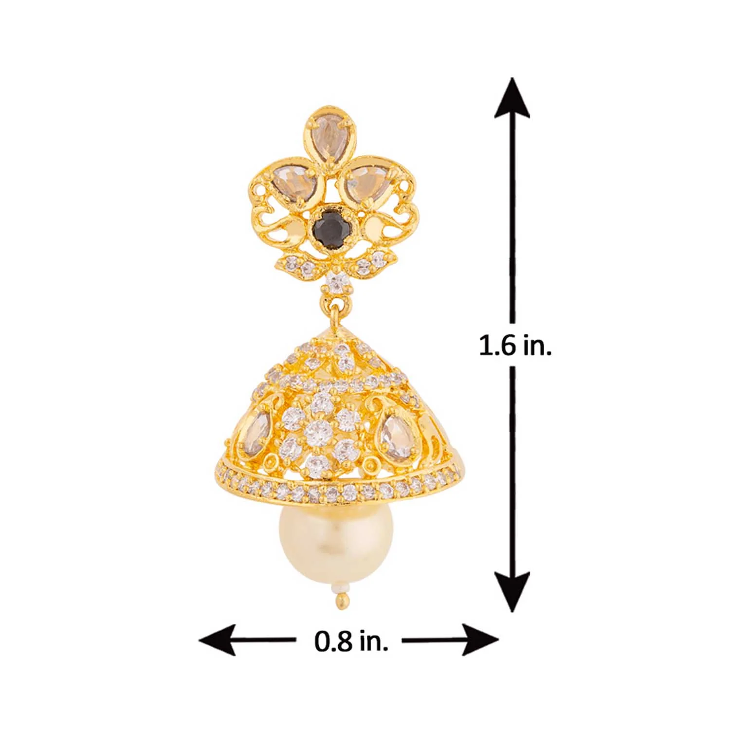 Faux Pearls and Zircon Gems Earrings - Image 5