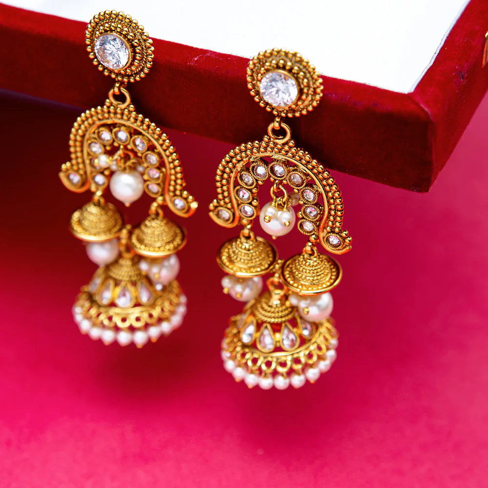 Faux Pearls Embellished Earrings