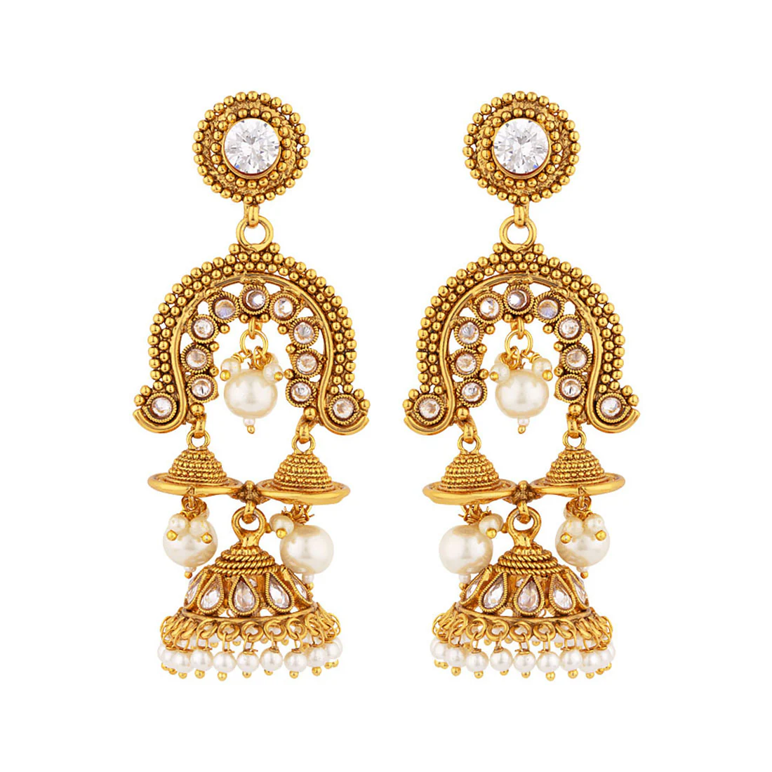 Faux Pearls Embellished Earrings - Image 3