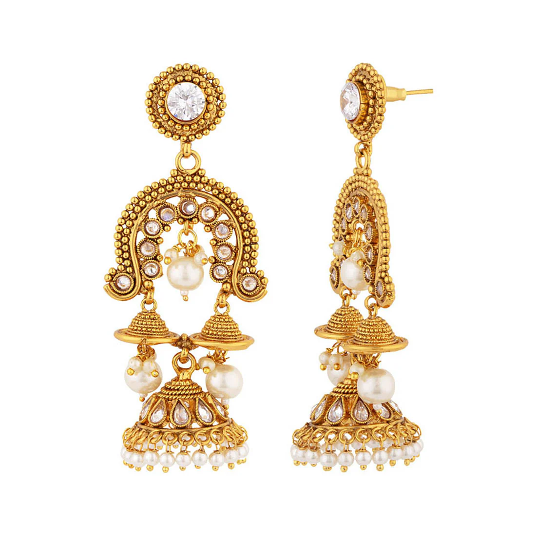 Faux Pearls Embellished Earrings - Image 4