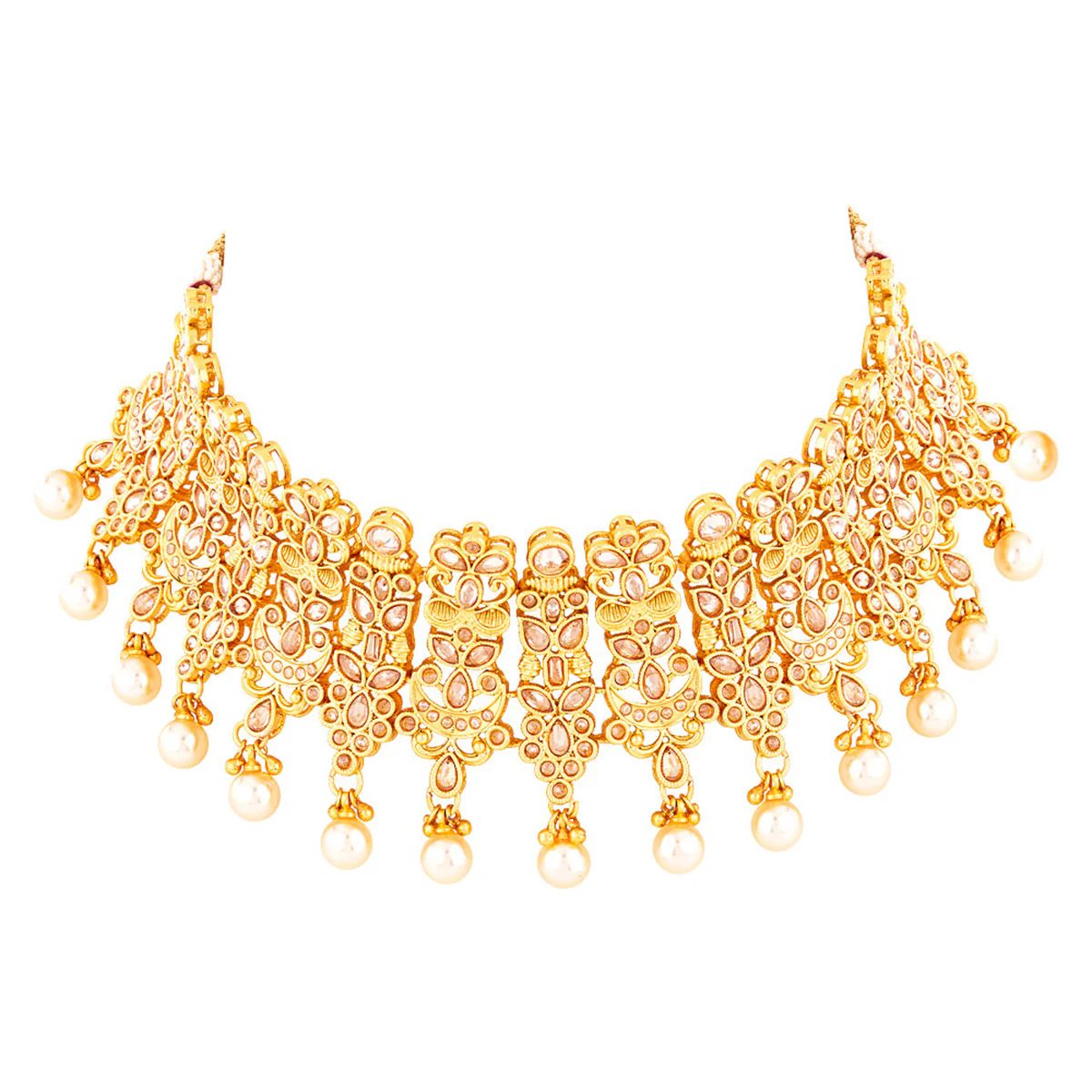 Faux Pearls Embellished Necklace Set - Image 3