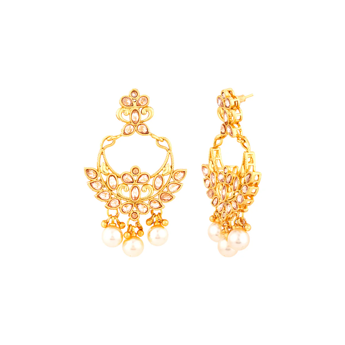 Faux Pearls Embellished Necklace Set - Image 4