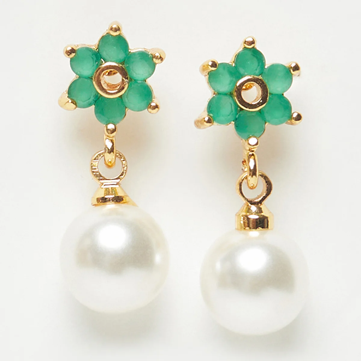 Faux Pearls Floral Earrings - Image 3