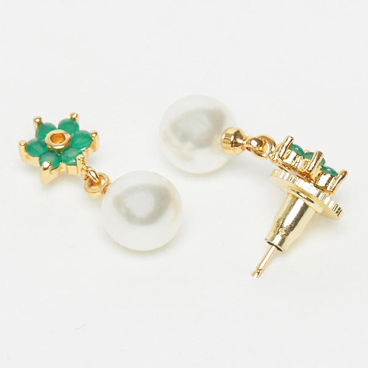 Faux Pearls Floral Earrings - Image 4