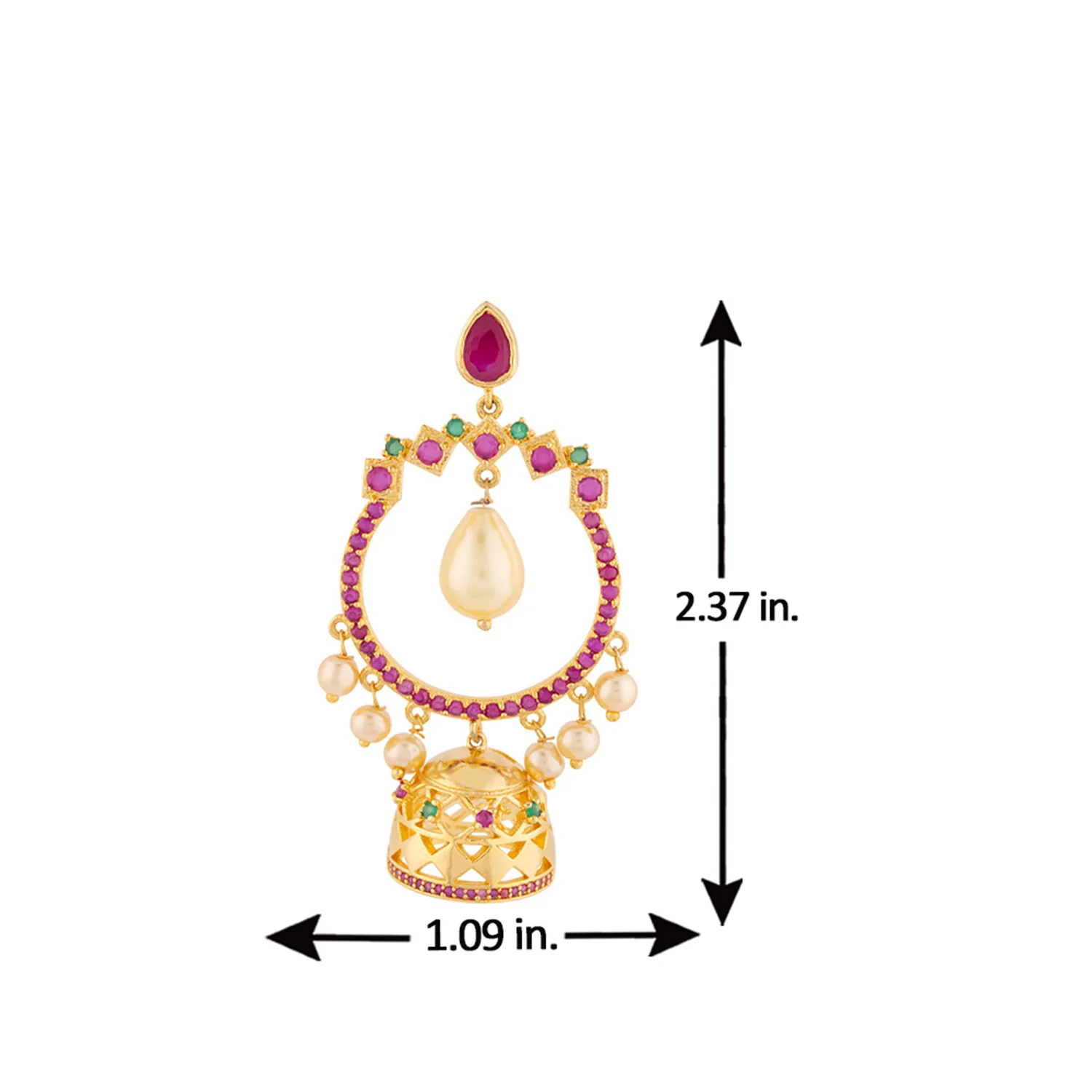 Faux Pearls Jhumka Drop Earrings - Image 5