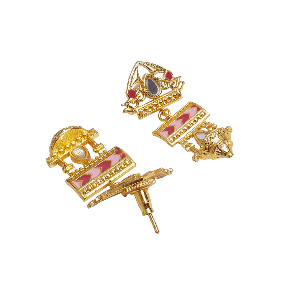 Festive Hues Dye Gold Temple Designed Jewellery Set - Image 6
