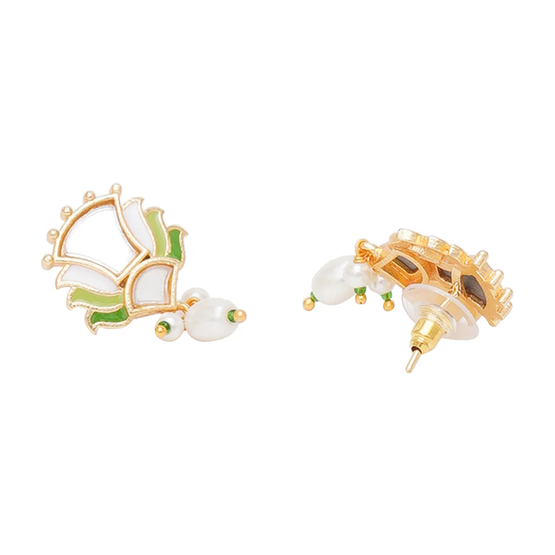 Festive Hues Floral Motifs Gold Plated Brass Mirrored Jewellery Set - Image 5