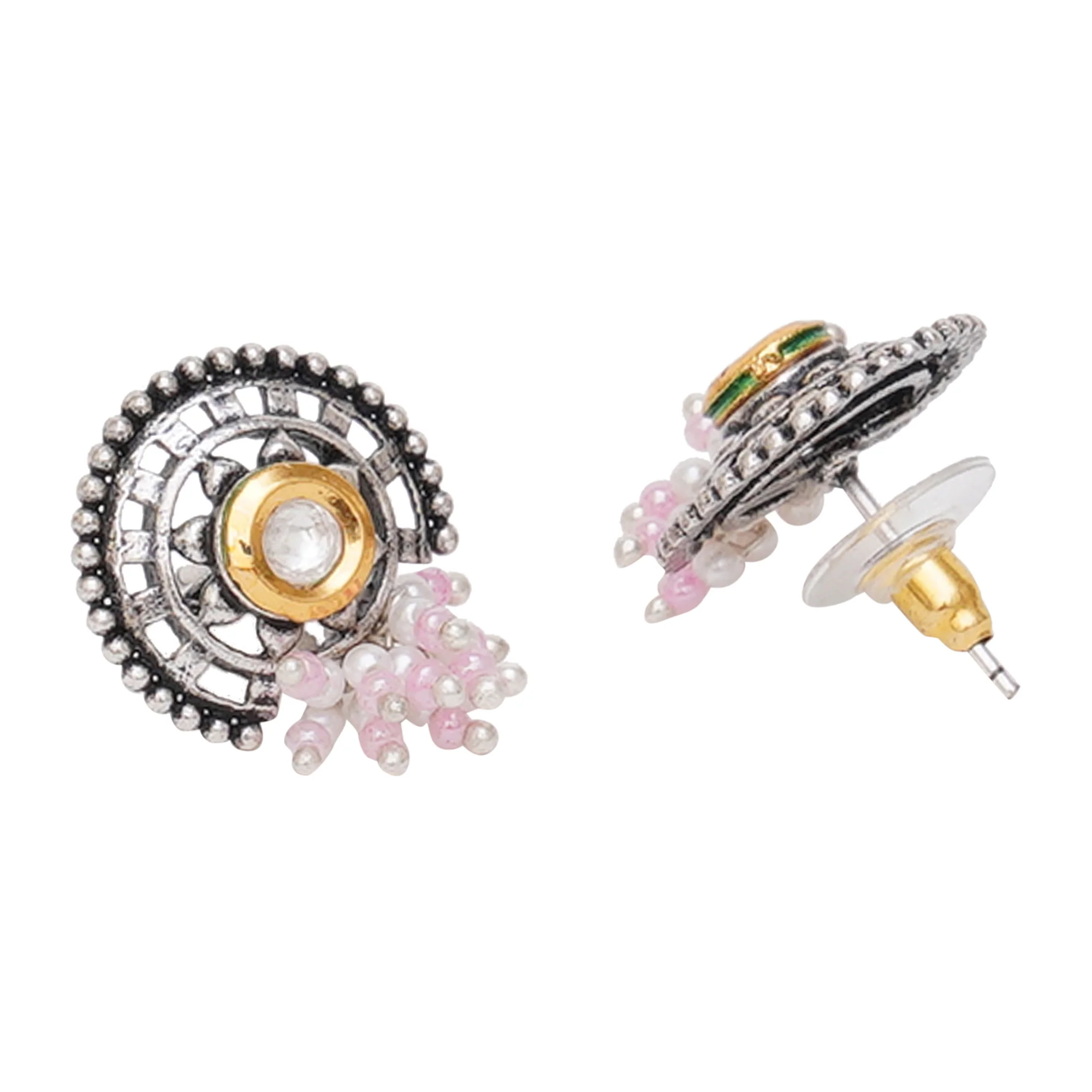 Festive Hues Light Beaded Oxidised Pink Pastel Jewellery Set - Image 5