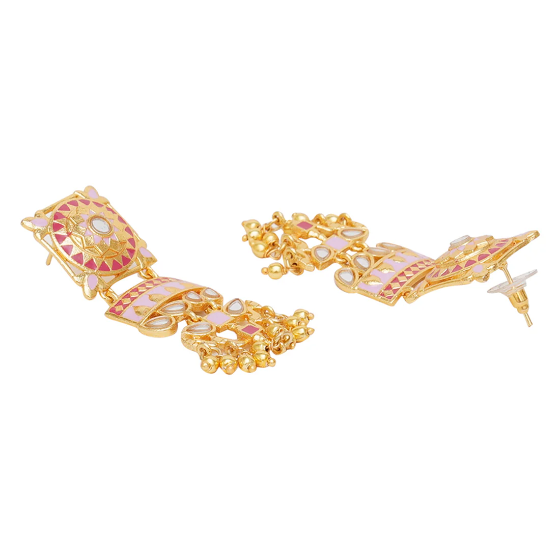 Festive Hues Mandala Faux Pearls Embellished Brass Gold Plated Jewellery Set - Image 5