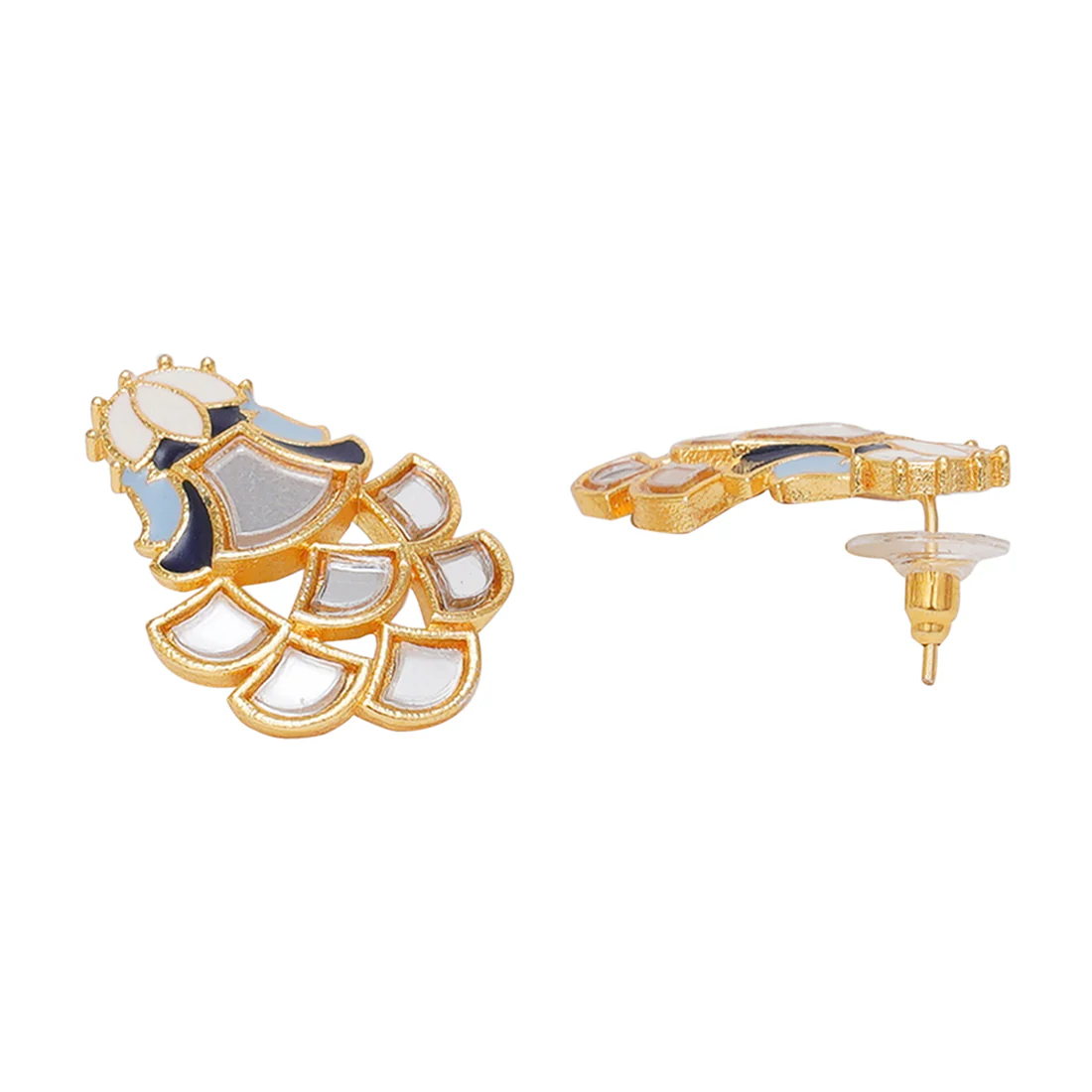 Festive Hues Mirror Work Enamelled Brass Gold Plated Choker Jewellery Set - Image 5