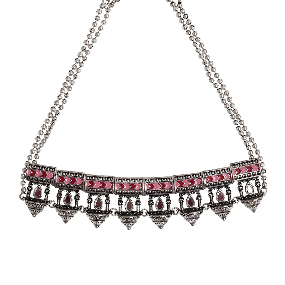 Festive Hues Oxidised Silver Toned Jewellery Set - Image 4