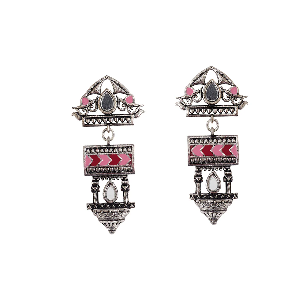 Festive Hues Oxidised Silver Toned Jewellery Set - Image 5