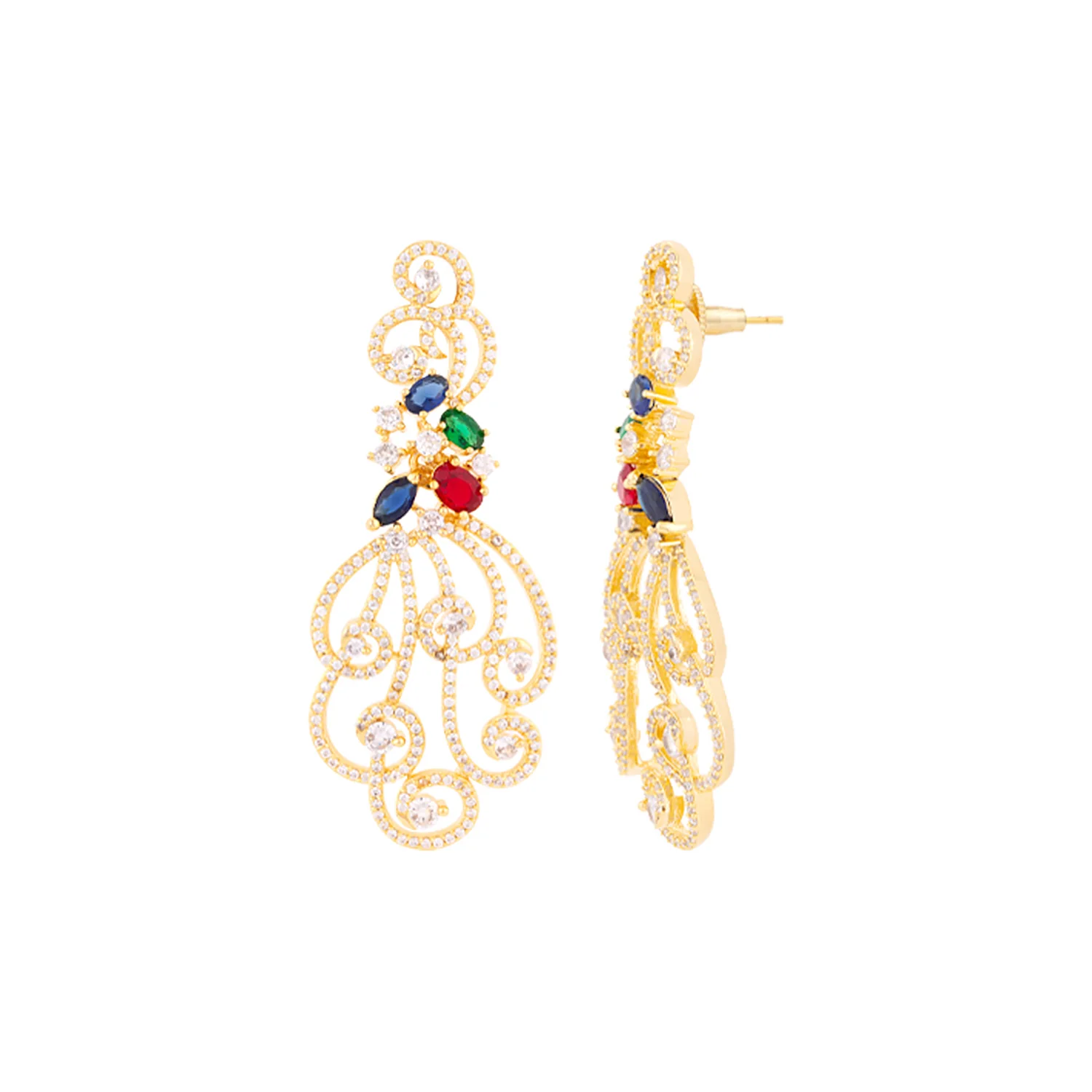 Filigree Design Brass Drop Earrings - Image 4