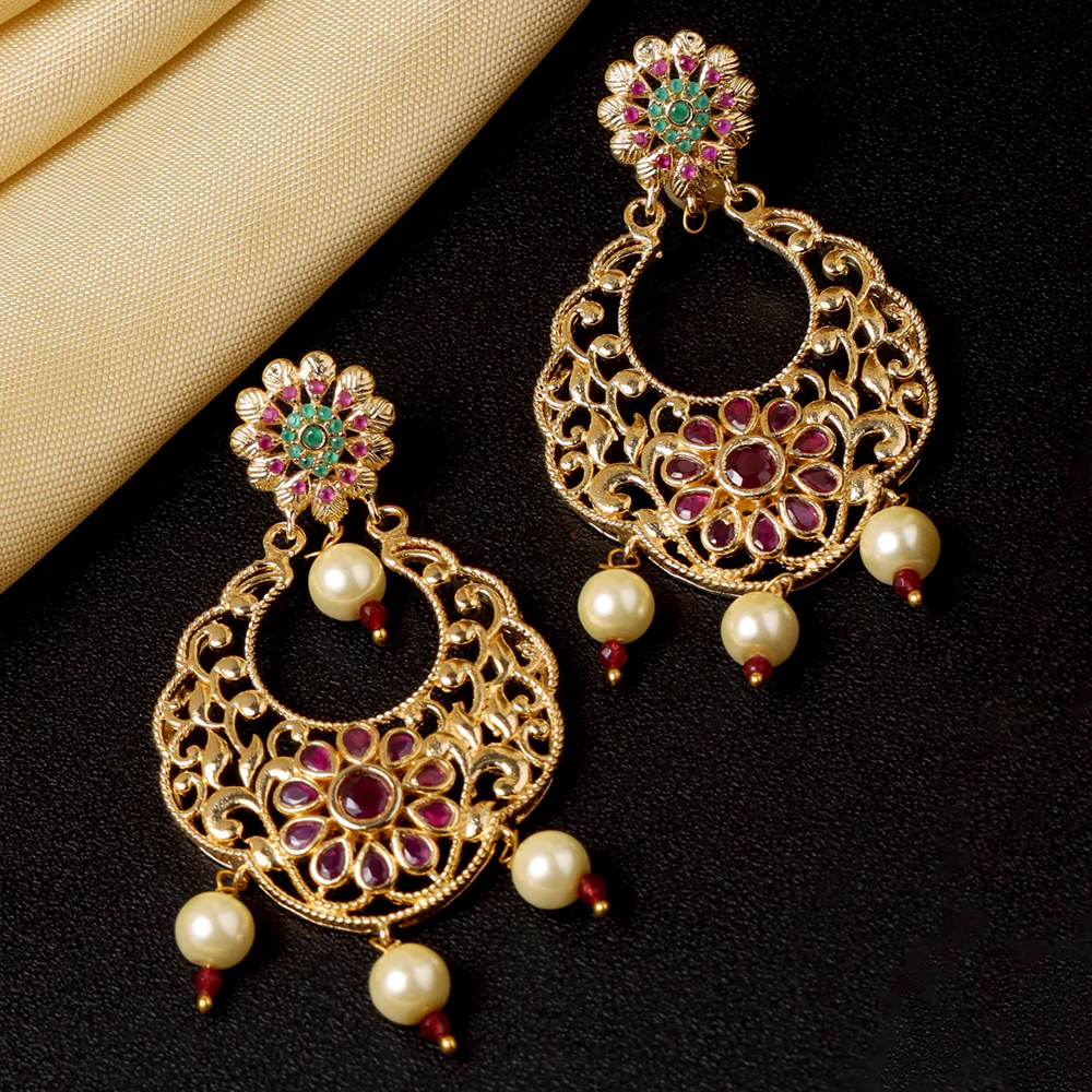 Filigree Design Pearl Drop Earrings