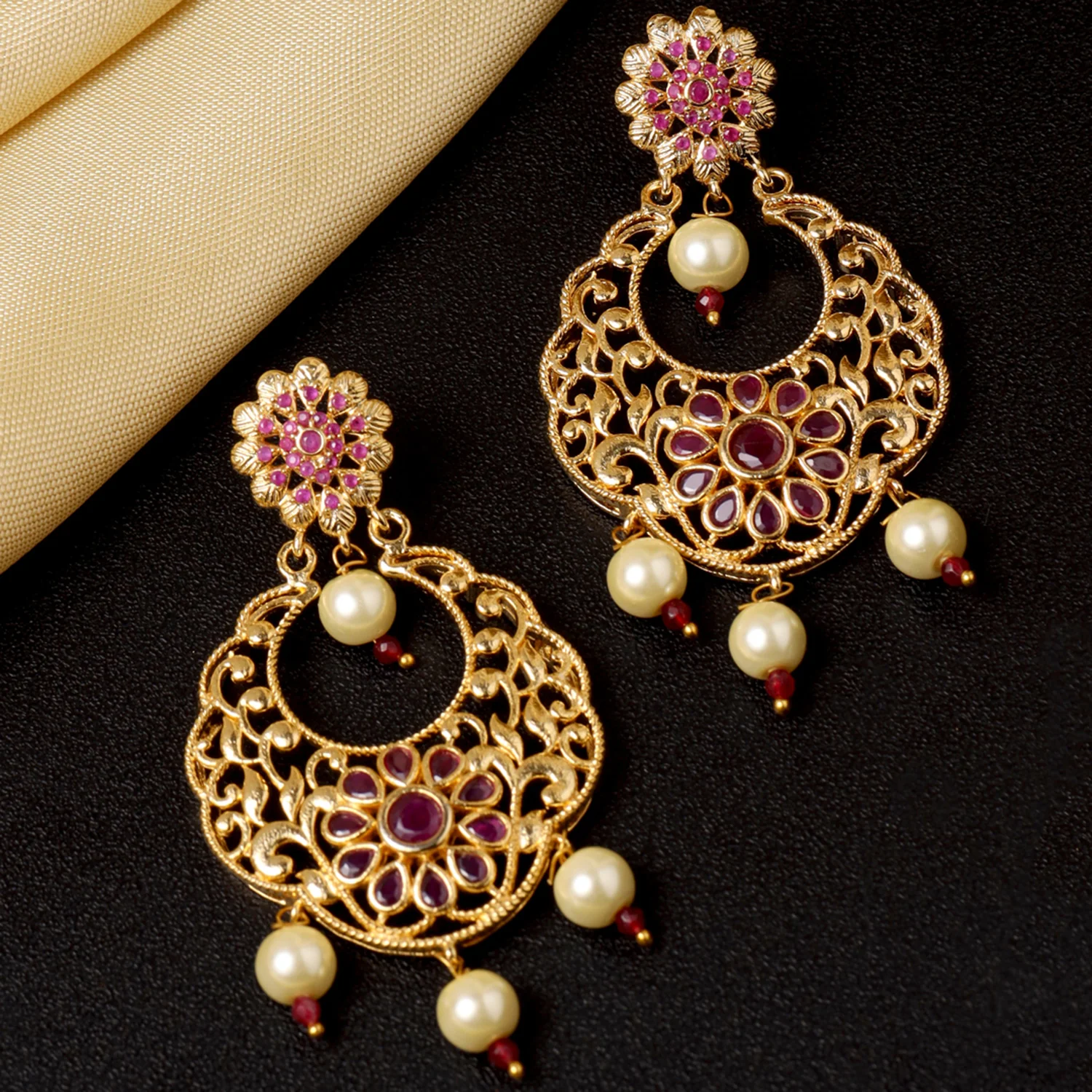 Filigree Designer CZ Earrings