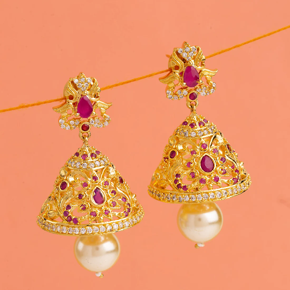 Filigree Jhumka Drop Earrings