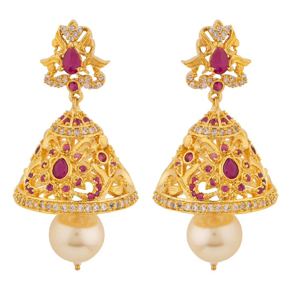 Filigree Jhumka Drop Earrings - Image 3