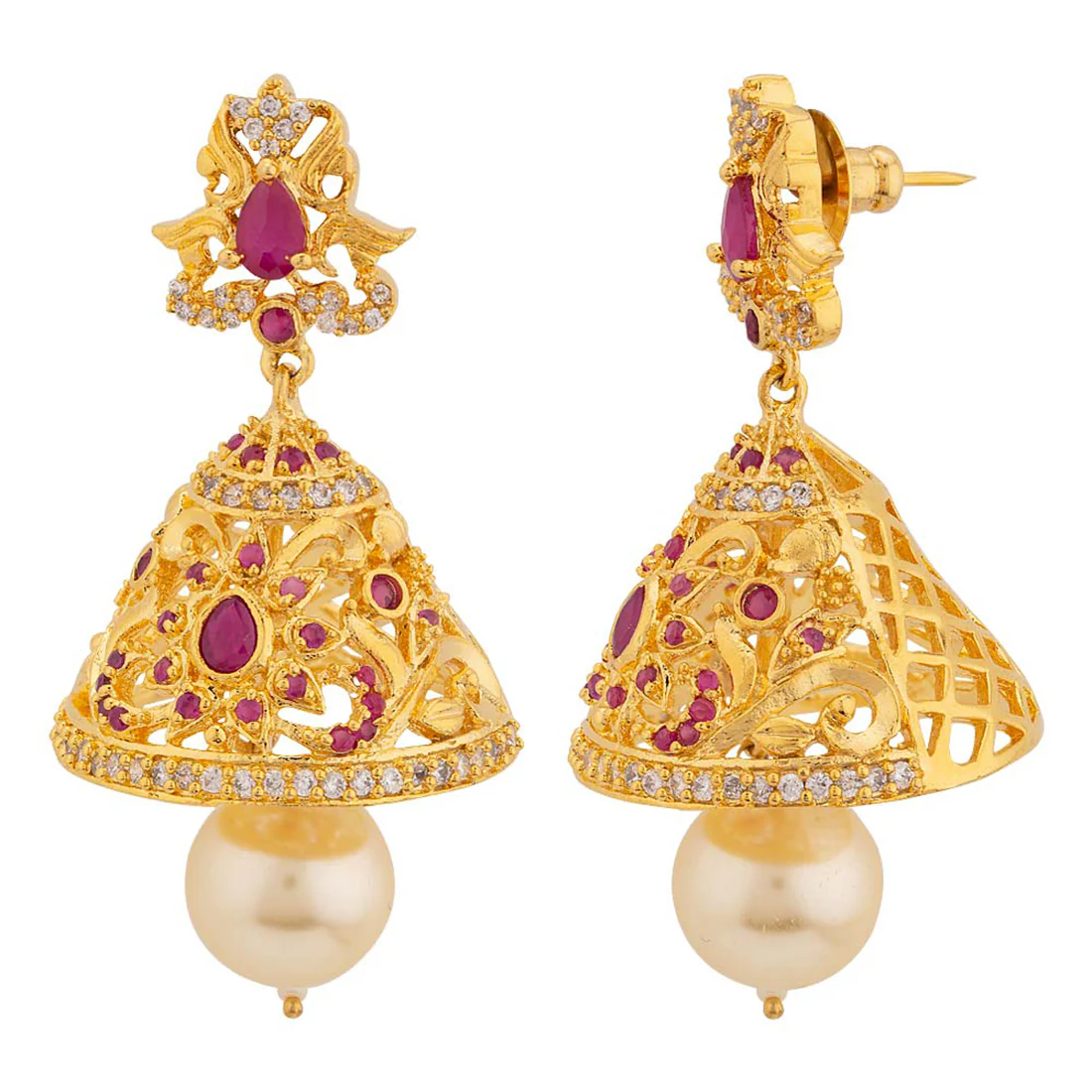 Filigree Jhumka Drop Earrings - Image 4