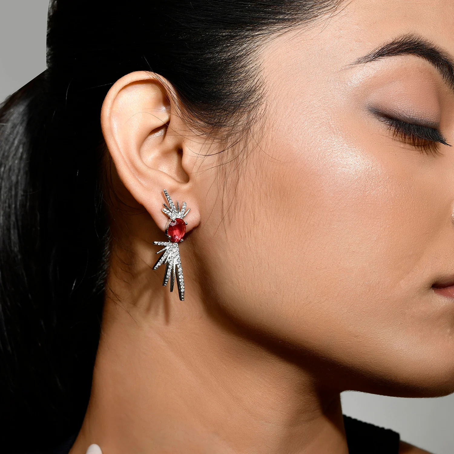 Fireworks Crimson Glint Earrings - Image 2