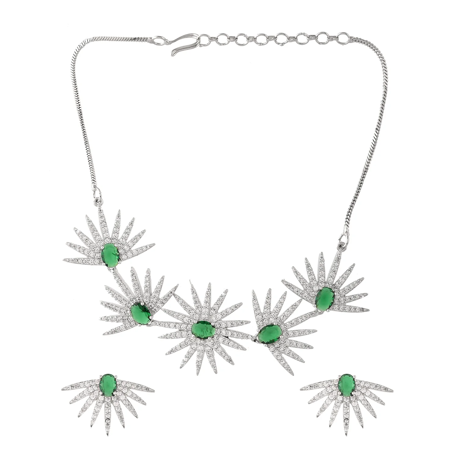 Fireworks Emerald Spark  Necklace  Set - Image 4