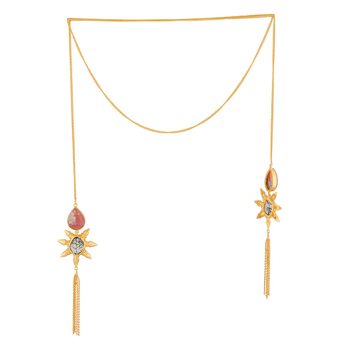 Floral Design Gold Tone Long Necklace - Image 4