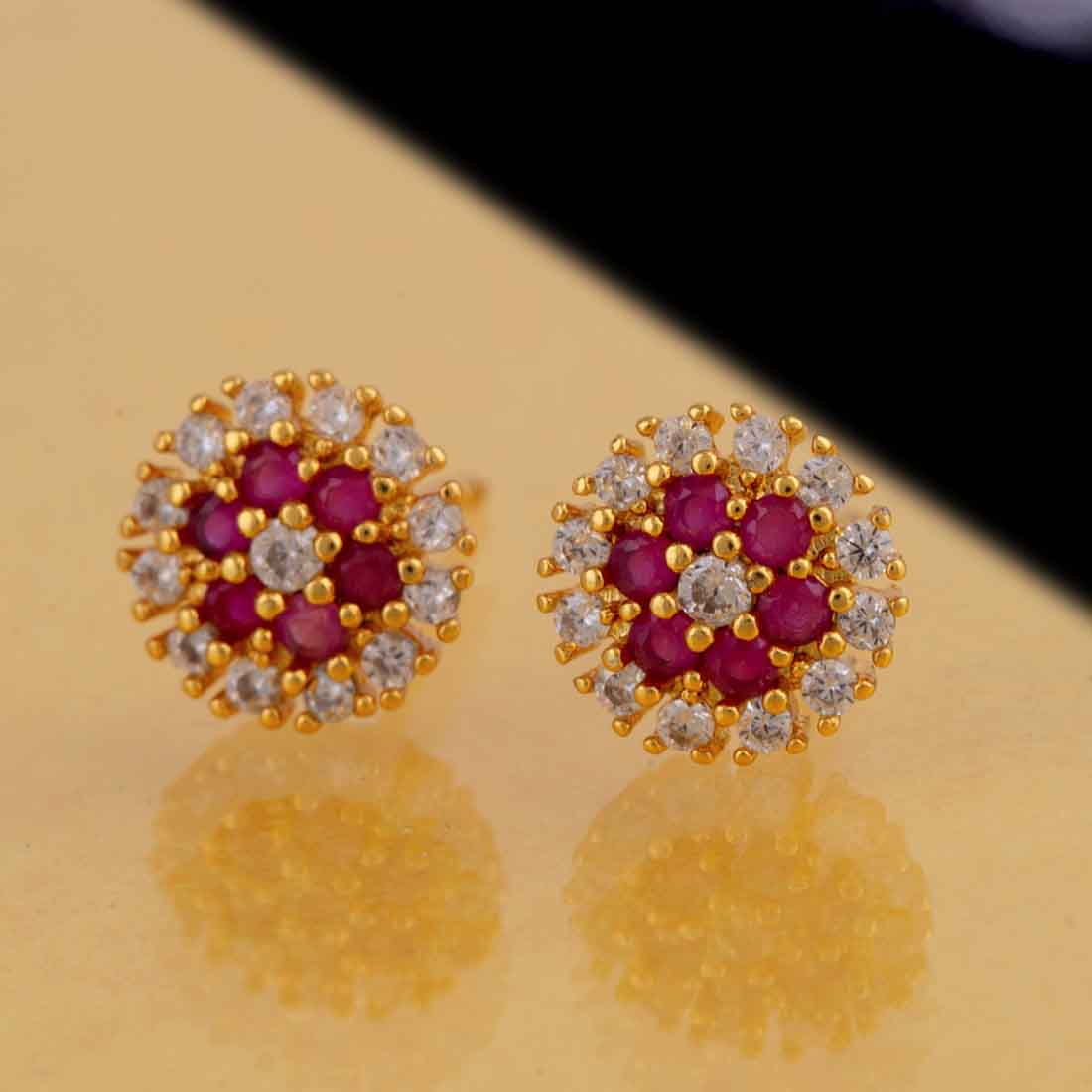 Floral Gemstones Stud Earrings