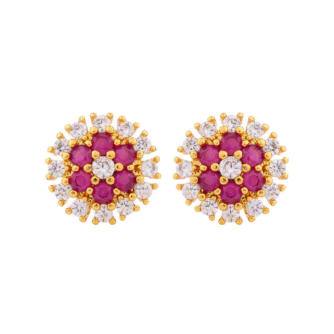 Floral Gemstones Stud Earrings - Image 2