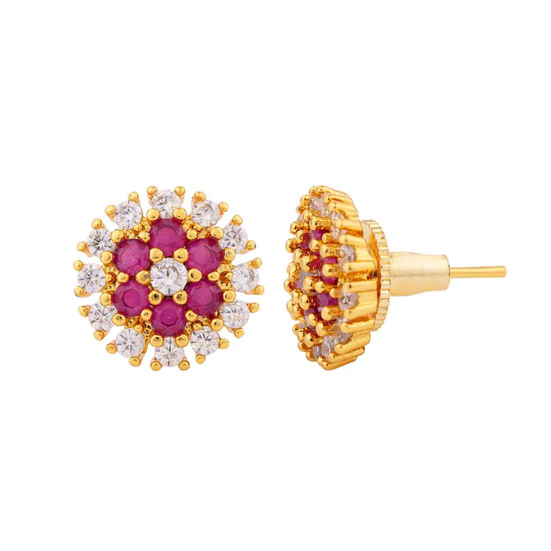 Floral Gemstones Stud Earrings - Image 3